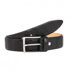 Мъжки стилен колан в черно с релеф - Italian belts - 120 см