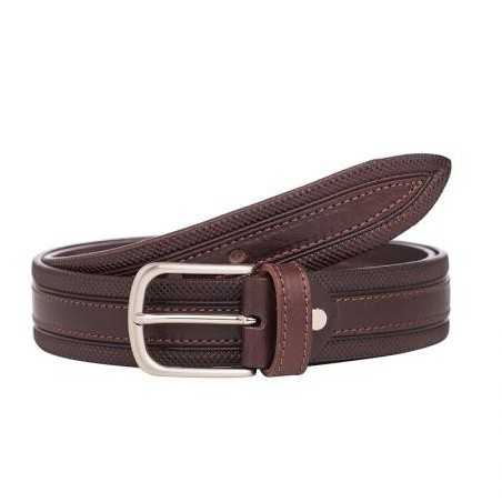 Мъжки колан с интересен дизайн в кафяв цвят - Italian belts - 115 см