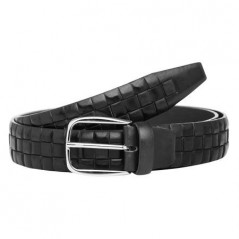 Мъжки черен колан с релеф - Italian belts -115 см