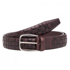 Мъжки кафяв колан с релеф - Italian belts - 115 см