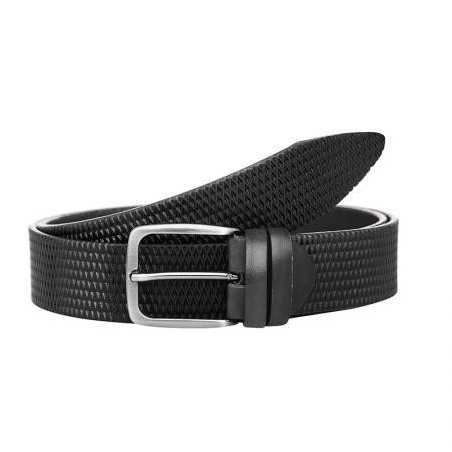 Черен колан с интересен дизайн - Italian belts - 110 см