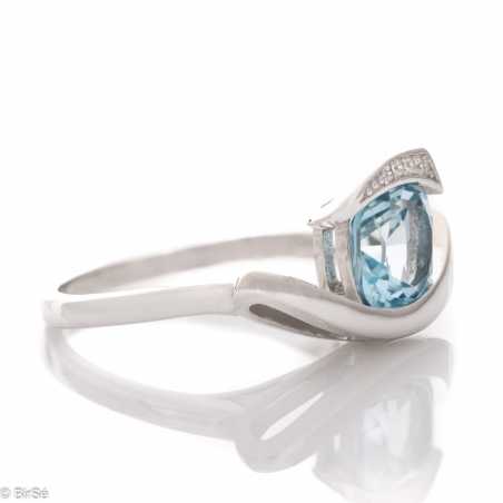 Сребърен пръстен - Естествен Син Топаз 1,55 ct. СДП050