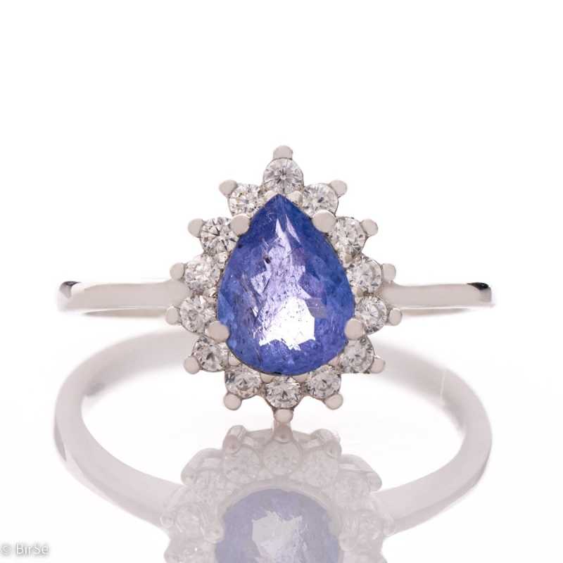 Сребърен пръстен - Капка Естествен Танзанит 0,90 ct. СДП057 Сребърен пръстен - Капка Естествен Танзанит 0,90 ct. СДП057