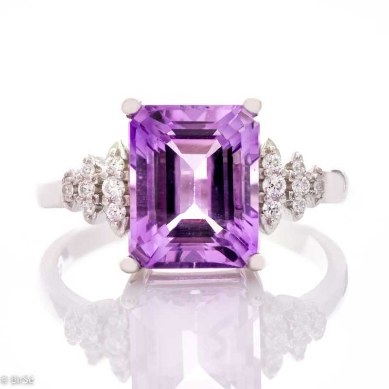 Сребърен пръстен Багет - Естествен Аметист 2,40 ct. СДП164 Сребърен пръстен Багет - Естествен Аметист 2,40 ct. СДП164
