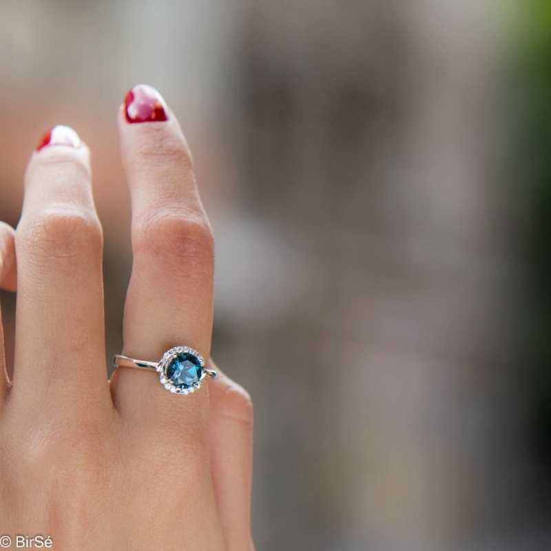 Сребърен пръстен - Естествен Лондон Топаз 2,50 ct. СДП156 Сребърен пръстен - Естествен Лондон Топаз 2,50 ct. СДП156