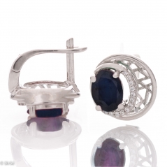 Сребърни обеци - Естествен Сапфир 3 10 ct.