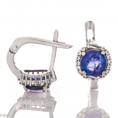 Сребърни обеци - Естествен Танзанит 4 00 ct.