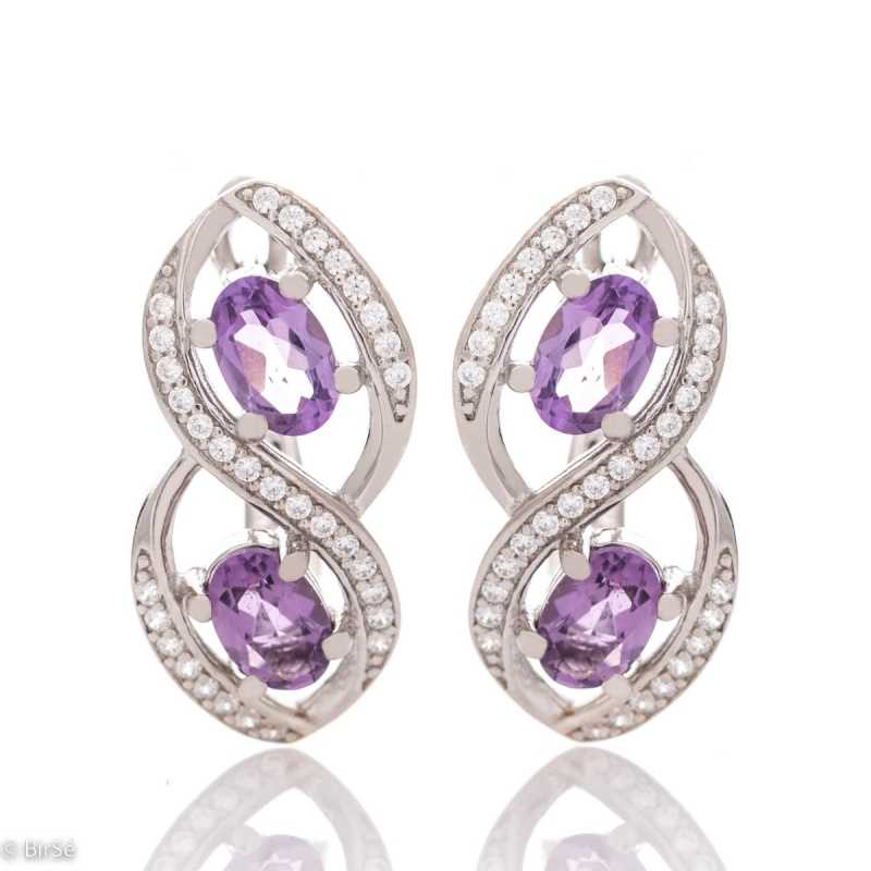 Сребърни обеци - Естествен Аметист 0,92 ct. СО191 Сребърни обеци - Естествен Аметист 0,92 ct. СО191
