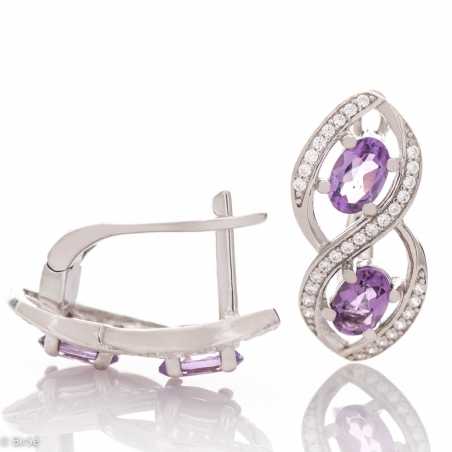 Сребърни обеци - Естествен Аметист 0,92 ct. СО191
