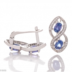 Сребърни обеци - Естествен Танзанит 0,80 ct. СО044
