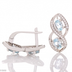 Сребърни Обеци - Естествен Син Топаз 1,12 ct. СО063