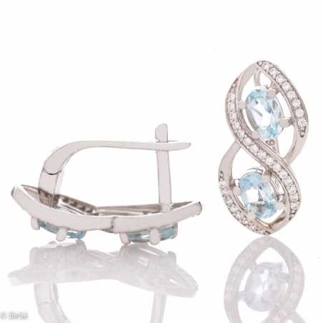 Сребърни Обеци - Естествен Син Топаз 1,12 ct. СО063
