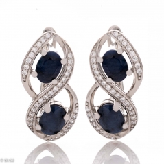Сребърни обеци - Естествен Сапфир 1,40 ct. СО230