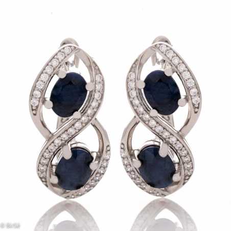 Сребърни обеци - Естествен Сапфир 1,40 ct. СО230
