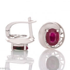 Сребърни обеци - Естествен Рубин 3 10 ct.