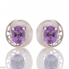 Сребърни обеци - Естествен Аметист 2,50 ct. СО237