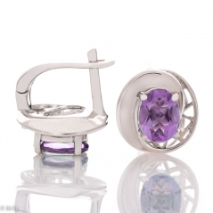 Сребърни обеци - Естествен Аметист 2 50 ct.