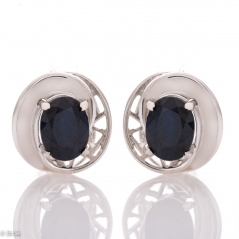 Сребърни обеци - Естествен Сапфир 3,10 ct. СО238