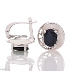 Сребърни обеци - Естествен Сапфир 3 10 ct.