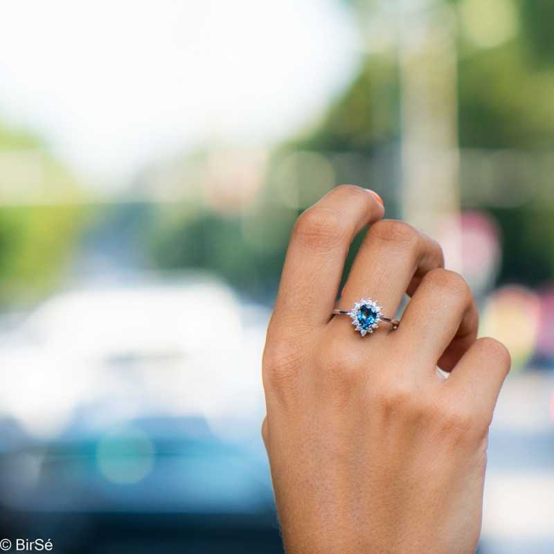 Сребърен пръстен - Естествен лондон топаз 1,10 ct СДП207 Сребърен пръстен - Естествен лондон топаз 1,10 ct СДП207