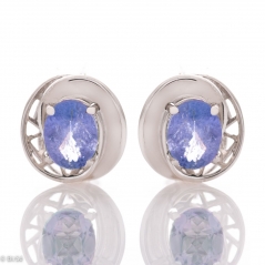 Сребърни обеци - Естествен Танзанит 2,70 ct. СО242