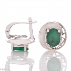 Сребърни обеци - Естествен Изумруд 2 52 ct.