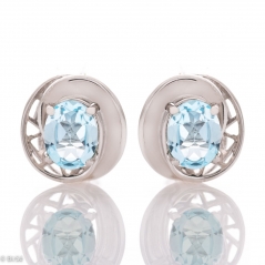 Сребърни Обеци - Естествен Син Топаз 3,20 ct. СО245