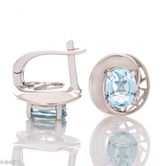 Сребърни Обеци - Естествен Син Топаз 3 20 ct.