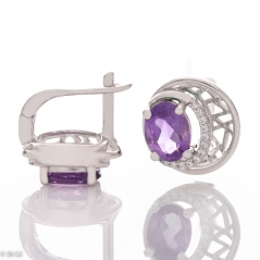 Сребърни обеци - Естествен Аметист 2 50 ct.