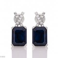 Сребърни обеци - Естествен Сапфир 1,30 ct. СО259