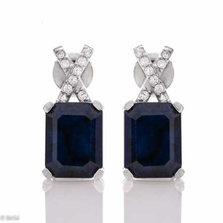 Сребърни обеци - Естествен Сапфир 1,30 ct. СО259
