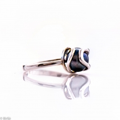 Сребърен пръстен - Черна перла СДП249