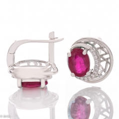 Сребърни обеци - Естествен Рубин 3 10 ct.