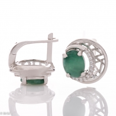 Сребърни обеци - Естествен Изумруд 2 52 ct.