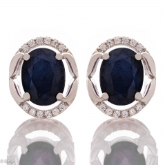 Сребърни обици - Естествен сапфир 2,00 ct. СО283