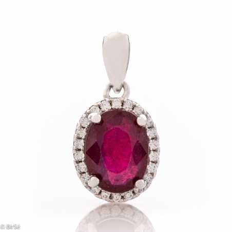Сребърно колие - Естествен рубин 2,20 ct СДК142