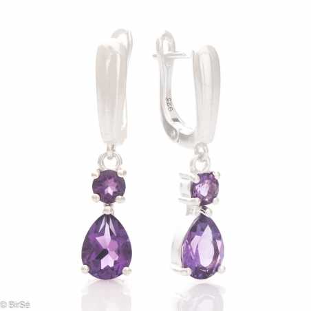 Сребърни обеци - Естествен Аметист 2,10 ct. СО296