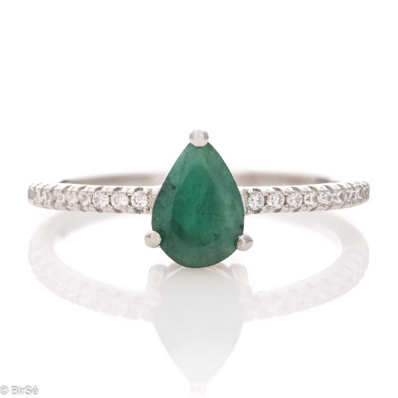 Сребърен пръстен - Естествен изумруд 0,70 ct. СДП295 Сребърен пръстен - Естествен изумруд 0,70 ct. СДП295