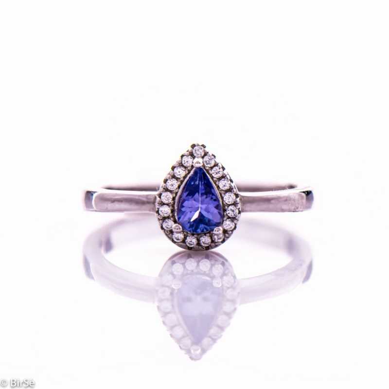 Сребърен пръстен - Естествен танзанит 0,45 ct. СДП301 Сребърен пръстен - Естествен танзанит 0,45 ct. СДП301