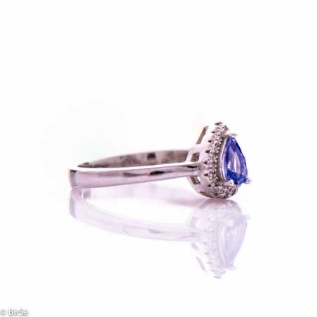 Сребърен пръстен - Естествен танзанит 0,45 ct. СДП301
