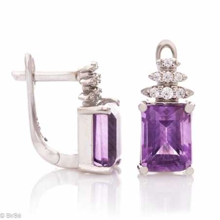 Сребърни обици Багет - Естествен Аметист 2,50 ct. СО311
