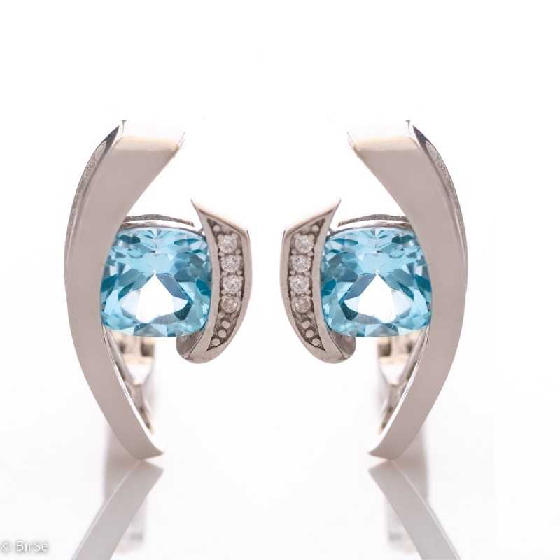 Сребърни обеци - Естествен Син топаз 3,10 ct. СО359 Сребърни обеци - Естествен Син топаз 3,10 ct. СО359