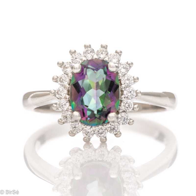 Сребърен пръстен - Естествен Мистик топаз 1,60 ct. СДП341
