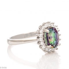 Сребърен пръстен - Естествен Мистик топаз 1 60 ct.