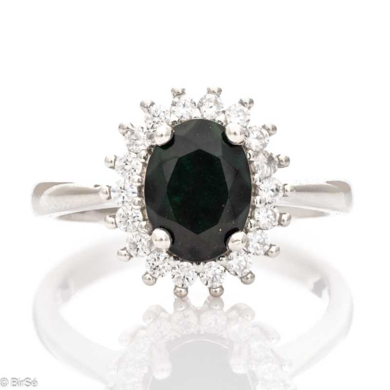 Сребърен Пръстен - Естествен Черен опал 0,78 ct. СДП343 Сребърен Пръстен - Естествен Черен опал 0,78 ct. СДП343