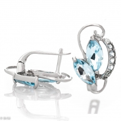 Сребърни Обеци - Естествен Син Топаз 5 36 ct.