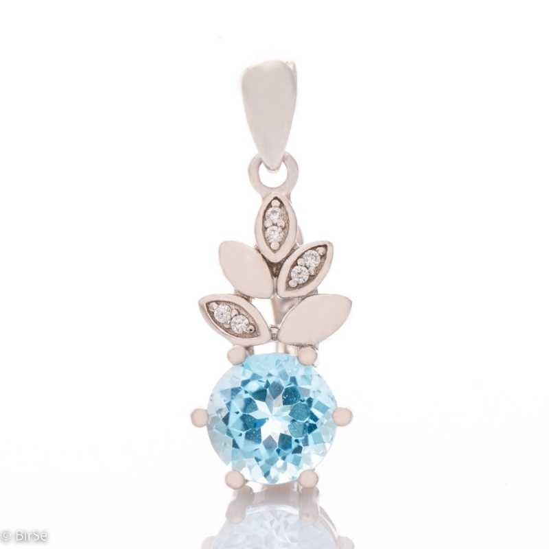 Сребърна висулка Ананас- Естествен Син топаз 1,00 ct. СВ251