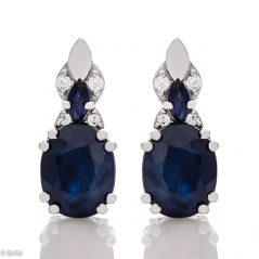 Сребърни обеци - Естествен Сапфир 4,66 ct. СО377