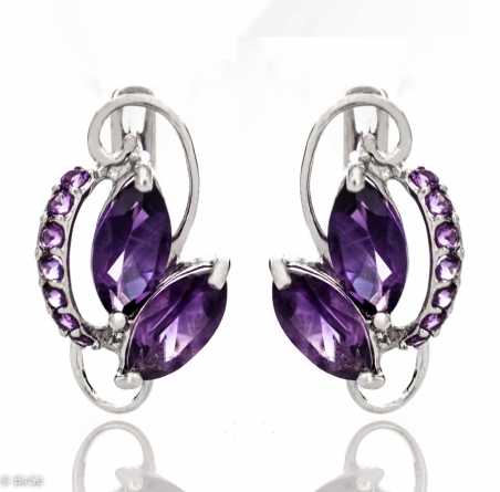 Сребърни обеци - Естествен Аметист 4,16 ct. СО386