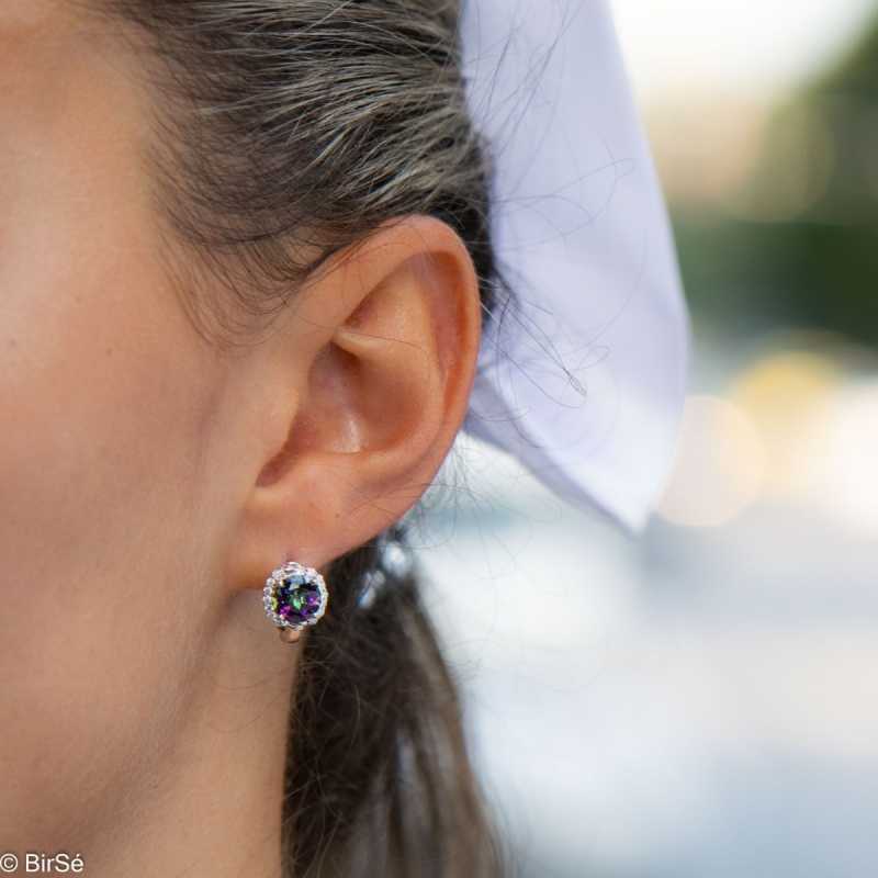 Сребърни Обеци - Естествен Мистик Топаз 5,00 ct. СО400 Сребърни Обеци - Естествен Мистик Топаз 5,00 ct. СО400